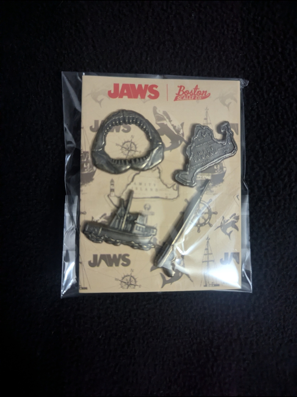Jaws Captain Quint Boston Scally Cap Pin Set